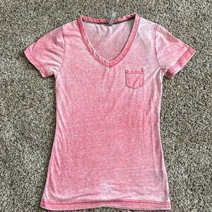 Pink V-neck shirt